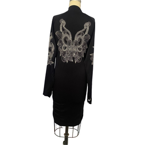 Bodycon Yoga Sleeve Sporty Black Long Sleeve Dress| Athletic Essentials large